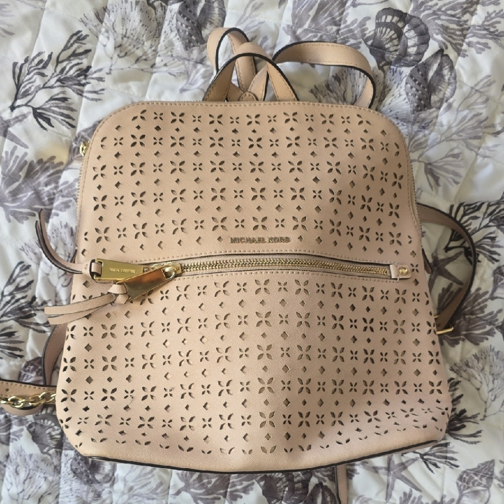 Michael Kors Beige Perforated Backpack